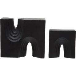 Statues & Sculptures Table Top|Abstract-Block Symphony 18cm Black Resin Indoor Sculptures