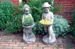 Statues & Sculptures Children-Boy & Girl Stone Garden Statues