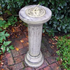 Statues & Sculptures Garden Sundials-Brighton Brass Stone Garden Sundial