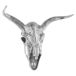 Statues & Sculptures Wall Art|Animals-Bull Skull 61cm Silver Metal Wall Sculpture
