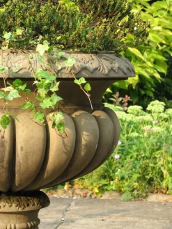Statues & Sculptures Large|Round-Burghley Urn Stone Garden Planter