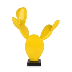 Statues & Sculptures Table Top|Contemporary-Cactus Bloom 41cm Yellow Resin Indoor Sculpture