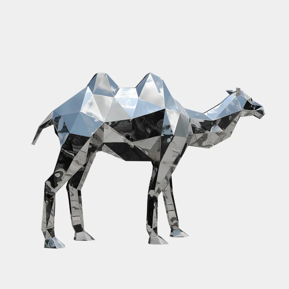 Statues & Sculptures Wildlife|Contemporary-Camel 161cm Geometric Metal Garden Sculpture