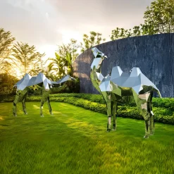 Statues & Sculptures Wildlife|Contemporary-Camel 161cm Geometric Metal Garden Sculpture