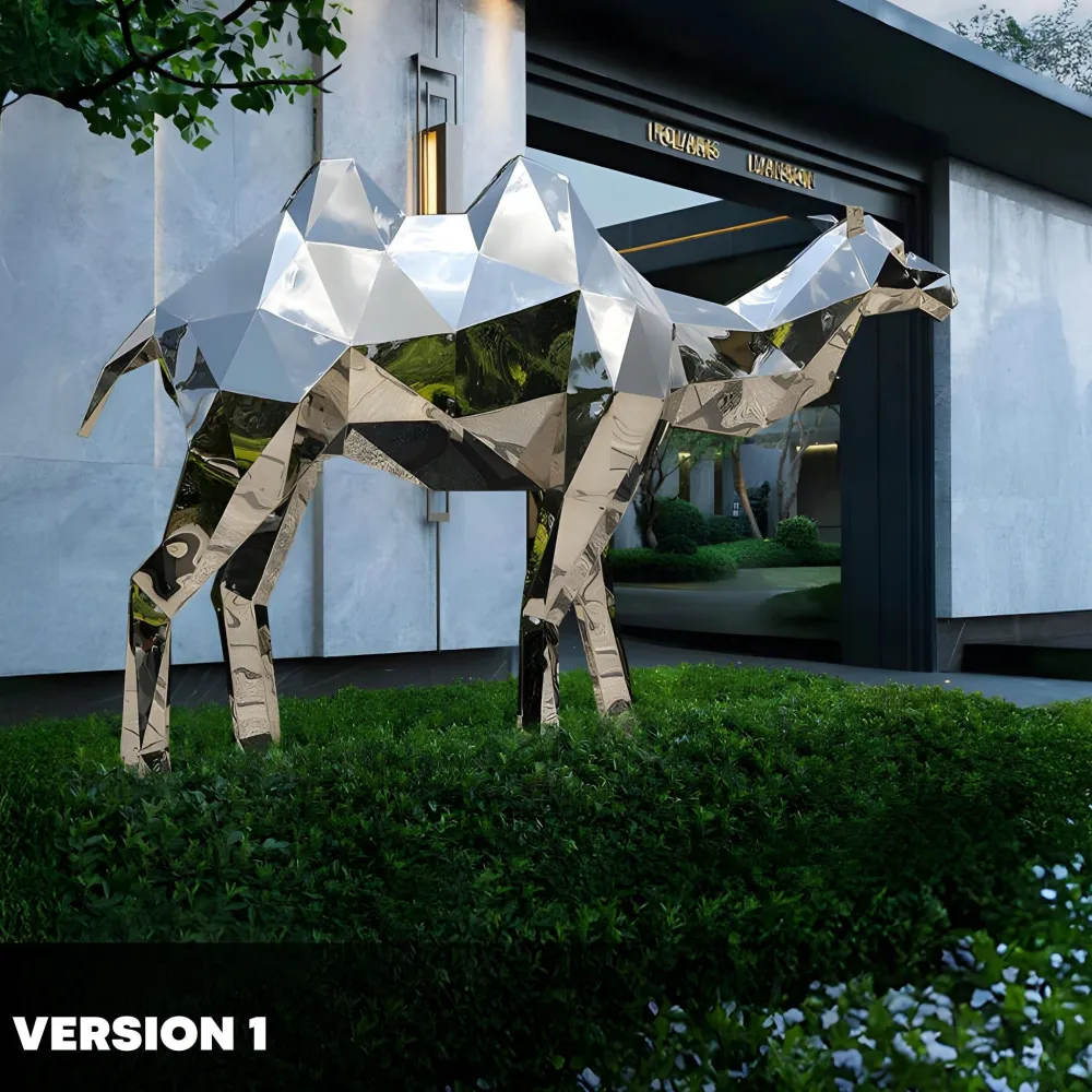 Statues & Sculptures Wildlife|Contemporary-Camel 161cm Geometric Metal Garden Sculpture