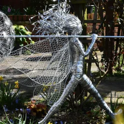 Statues & Sculptures Fairies-Celeste Fairy 90cm Metal Wire Garden Sculpture