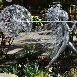 Statues & Sculptures Fairies-Celeste Fairy 90cm Metal Wire Garden Sculpture