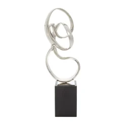 Statues & Sculptures Table Top|Abstract-Celestial Loop 46cm Silver Metal Indoor Sculpture