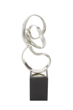 Statues & Sculptures Table Top|Abstract-Celestial Loop 46cm Silver Metal Indoor Sculpture