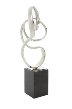 Statues & Sculptures Table Top|Abstract-Celestial Loop 46cm Silver Metal Indoor Sculpture