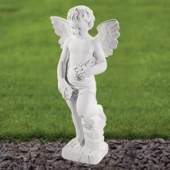 Statues & Sculptures Cherub-Cherub 60cm Marble Resin Garden Statue