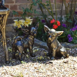 Statues & Sculptures Dogs-Chihuahua Dogs Bronze Metal Garden Ornaments