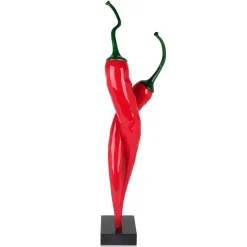 Statues & Sculptures Floor Standing|Contemporary-Chilli Fusion 88cm Red Resin Indoor Sculpture