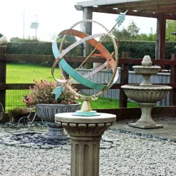 Statues & Sculptures Armillary Sundials-Clarence Stone Brass Armillary Garden Sundial