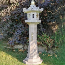 Statues & Sculptures Pagodas-Classic Candle Japanese Pagoda Lantern Stone Garden Ornament