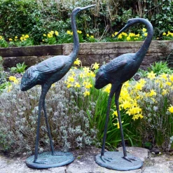 Statues & Sculptures Cranes-Classic Cranes Bronze Metal Garden Ornaments