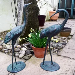 Statues & Sculptures Cranes-Classic Cranes Bronze Metal Garden Ornaments