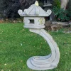 Statues & Sculptures Pagodas-Classic Curved Japanese Pagoda Lantern Stone Garden Ornament
