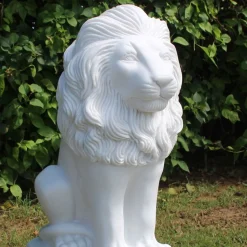 Statues & Sculptures Wildlife|Lions-Classic Lion 71cm Marble Resin Garden Statue
