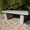 Statues & Sculptures Stone Benches-Classic Natural Granite Grey Stone Garden Bench