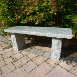 Statues & Sculptures Stone Benches-Classic Natural Granite Grey Stone Garden Bench