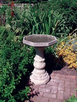 Statues & Sculptures Bird Baths-Classic Plain Stone Garden Birdbath