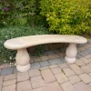 Statues & Sculptures Stone Benches-Classic Polished Rainbow Sandstone Garden Bench