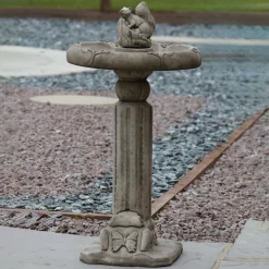 Statues & Sculptures Bird Baths-Classic Squirrel Stone Garden Birdbath
