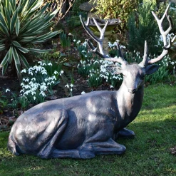 Statues & Sculptures Stags & Deers-Classic Stag 84cm Bronze Metal Garden Statue