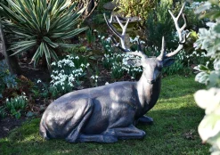 Statues & Sculptures Stags & Deers-Classic Stag 84cm Bronze Metal Garden Statue
