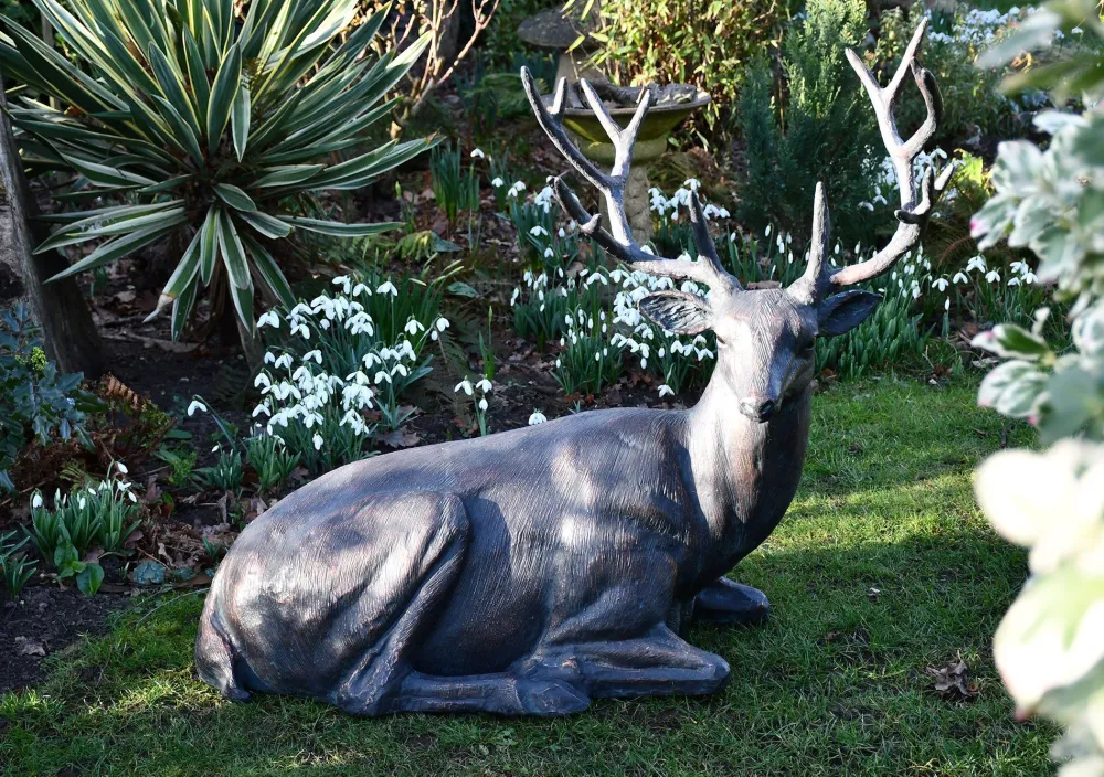 Statues & Sculptures Stags & Deers-Classic Stag 84cm Bronze Metal Garden Statue