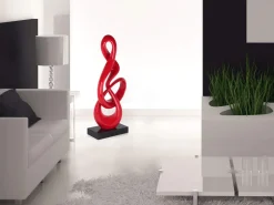 Statues & Sculptures Floor Standing|Abstract-Cosmic Flow 80cm Red Resin Indoor Sculpture