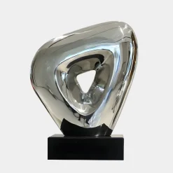 Statues & Sculptures Table Top|Abstract-Cosmic Glow 37cm Silver Metal Indoor Sculpture