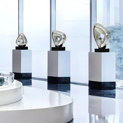 Statues & Sculptures Table Top|Abstract-Cosmic Glow 35cm Silver Metal Indoor Sculpture