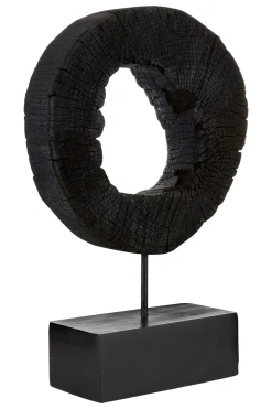 Statues & Sculptures Table Top|Abstract-Cosmic Loop 43cm Black Wood Indoor Sculpture