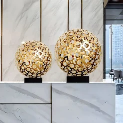 Statues & Sculptures Table Top|Abstract-Cosmic Sphere 44cm Gold Metal Indoor Sculpture