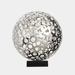 Statues & Sculptures Table Top|Abstract-Cosmic Sphere 48cm Silver Metal Indoor Sculpture