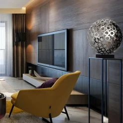 Statues & Sculptures Table Top|Abstract-Cosmic Sphere 44cm Silver Metal Indoor Sculpture