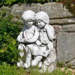 Statues & Sculptures Children-Country Boy & Girl 56cm Stone Resin Garden Statue