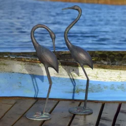Statues & Sculptures Cranes-Cranes Metal Bronze Garden Ornaments