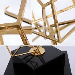 Statues & Sculptures Table Top|Abstract-Cube Fusion 85cm Gold Metal Indoor Sculpture