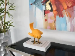 Statues & Sculptures Table Top|Animals-Cubic Bird 22cm Caio Yellow Resin Indoor Sculpture