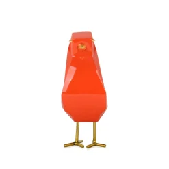 Statues & Sculptures Animals|Contemporary-Cubic Bird 18cm Orange Resin Indoor Sculpture