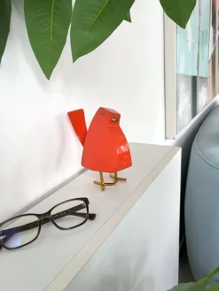 Statues & Sculptures Table Top|Animals-Cubic Bird 14cm Orange Resin Indoor Sculpture