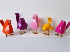 Statues & Sculptures Table Top|Animals-Cubic Bird 14cm Orange Resin Indoor Sculpture