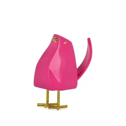 Statues & Sculptures Table Top|Animals-Cubic Bird 14cm Pink Resin Indoor Sculpture
