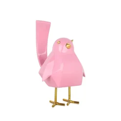 Statues & Sculptures Table Top|Animals-Cubic Bird 18cm Pink Resin Indoor Sculpture