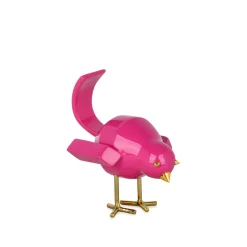 Statues & Sculptures Table Top|Animals-Cubic Bird 14cm Rosa Pink Resin Indoor Sculpture