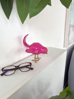 Statues & Sculptures Table Top|Animals-Cubic Bird 14cm Rosa Pink Resin Indoor Sculpture