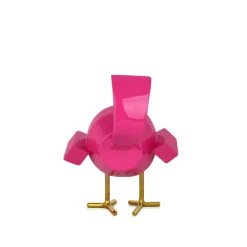 Statues & Sculptures Table Top|Animals-Cubic Bird 14cm Rosa Pink Resin Indoor Sculpture